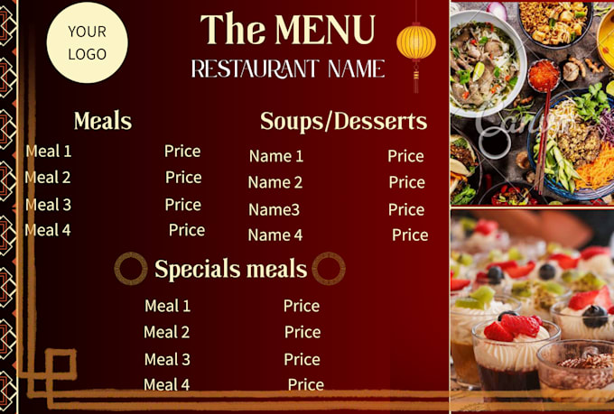 create a modern restaurant menu for you